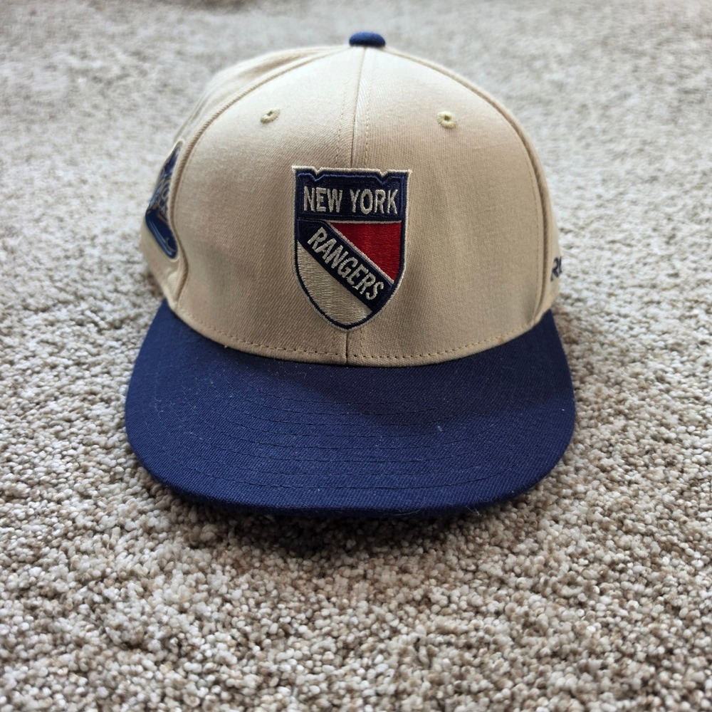 VINTAGE Reebok New York Rangers Hat Mens OSFA Cream Navy Winter Classic NHL Cap